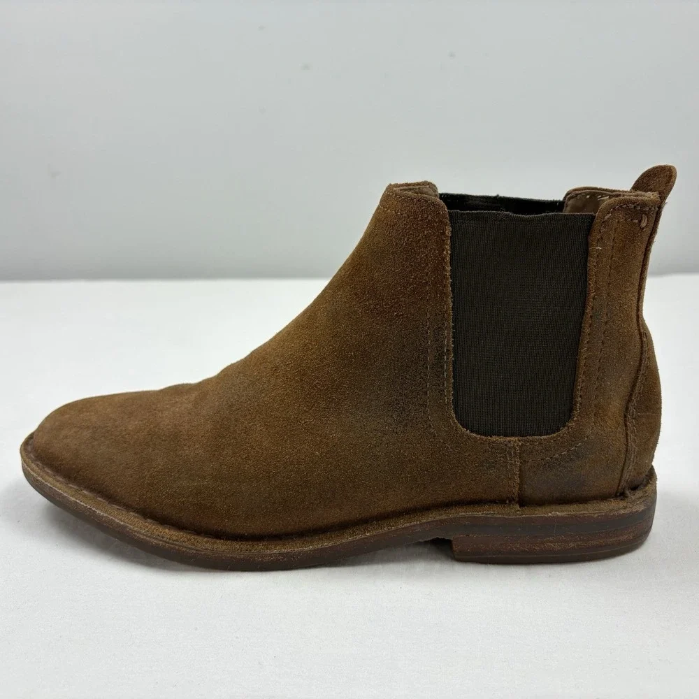 H S Trask Britton Chelsea Waxed Suede Boots 8M  Brown Vibram Soles EUC